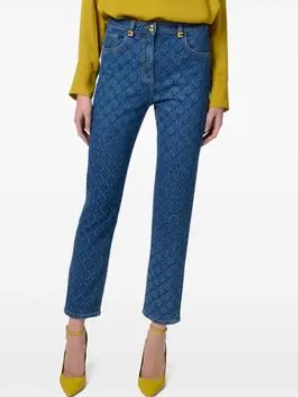 NWT LOLA WIDE LEG Blue Diamond-Pattern Jeans SUPER CUTE